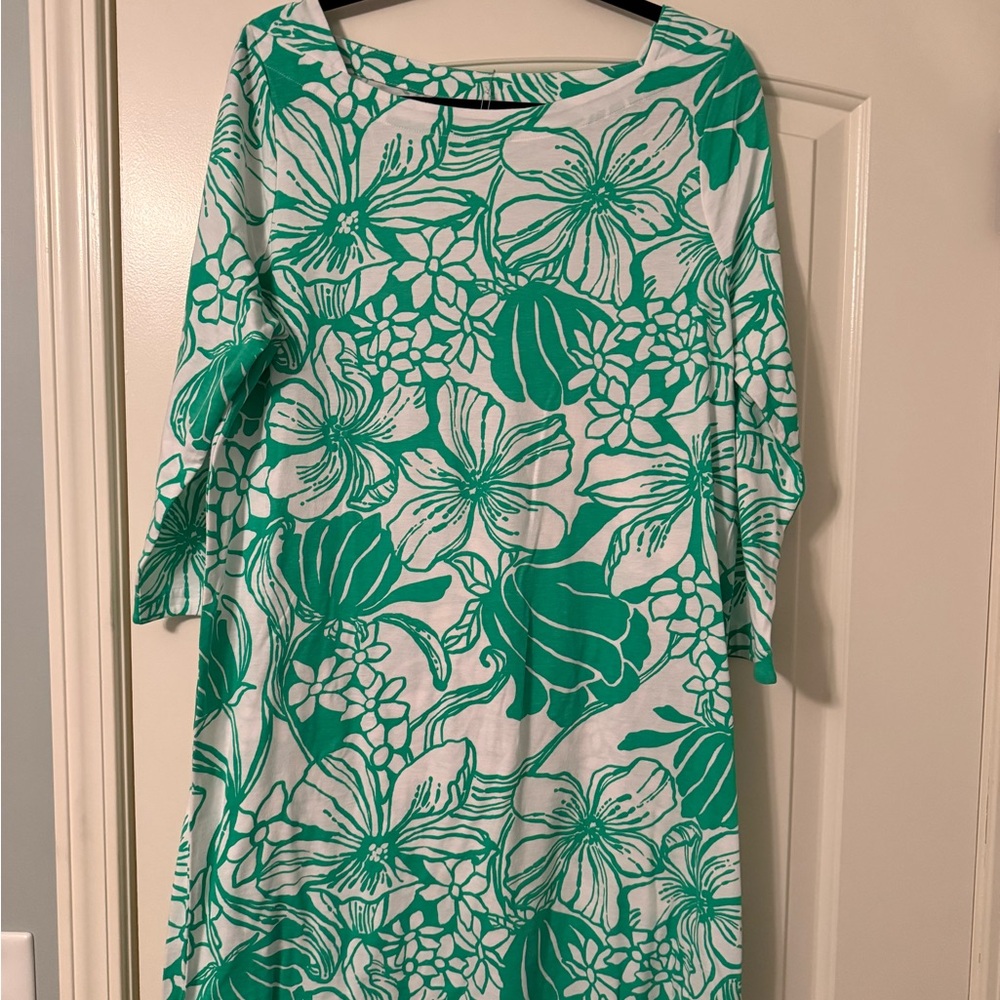 Lilly Pulitzer Green and White Floral Shift Dress